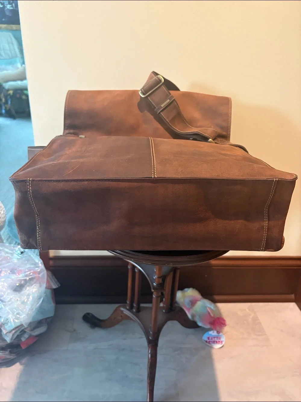 Visconti Messenger Bag Mens Classic Leather Crossbody bag brown leather + Suede